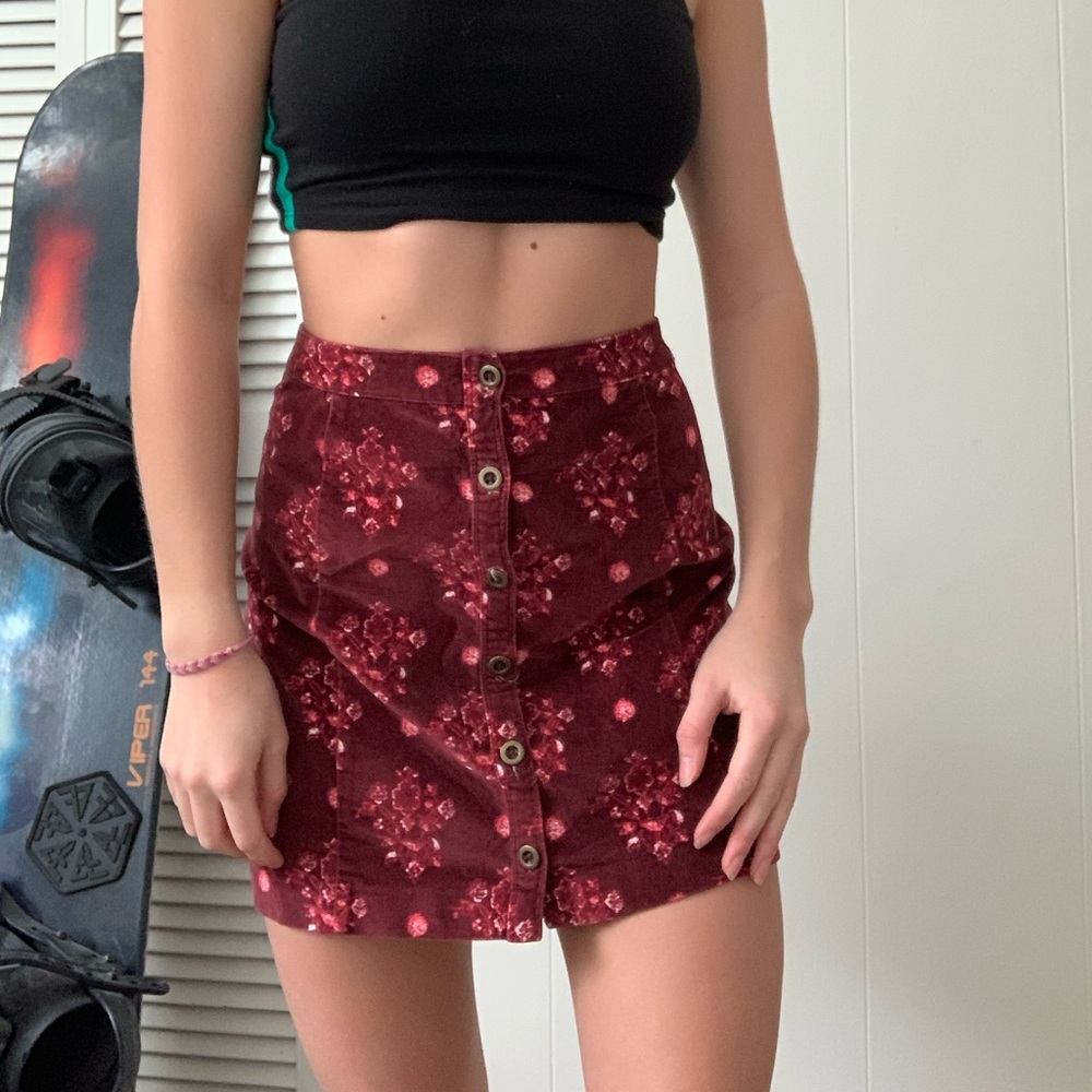 Hollister paisley print suede skirt